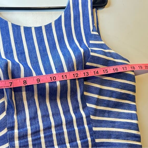 Vineyard Vines Cotton Linen Striped Fit & Flare Dress, Coastal, Size 8 - Picture 11 of 12
